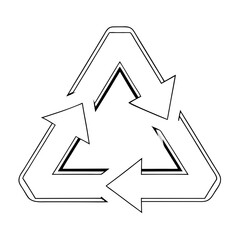 Recycling symbol, black and white illustration, eco-friendly waste management