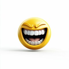 Laughing Emoji with Open Mouth on White Background