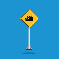 road sign icon, steep ascent ahead on yellow rhombus board. suitable for poster use and web icon