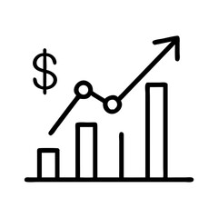 Bar graph illustration with dollar symbol, representing financial growth and analysis