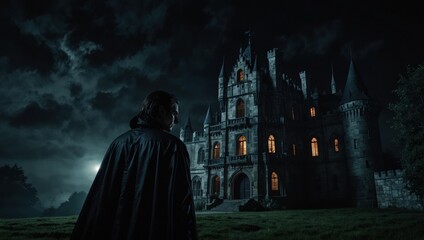 Naklejka premium halloween vampire in the cemetery