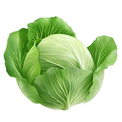 Obraz premium Fresh green cabbage with vibrant leaves, perfect for healthy dishes and salads, showcasing organic and natural beauty. transparent background