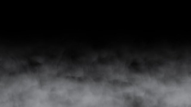 White smoke fog clouds steam isolated on black background. Abstract motion effect overlay.