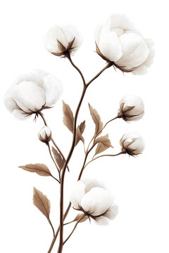 Elegant bunch of cotton flower on transparent background PNG