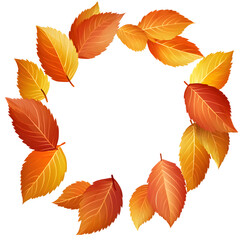 Fototapeta premium Autumn Leaves Wreath in Clip Art Style on White Background