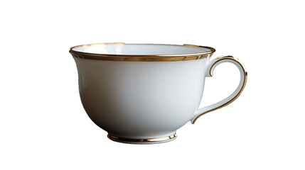 Classic white porcelain cup with golden edge for elegant home decor