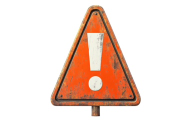 Warning sign isolated on white or transparent background