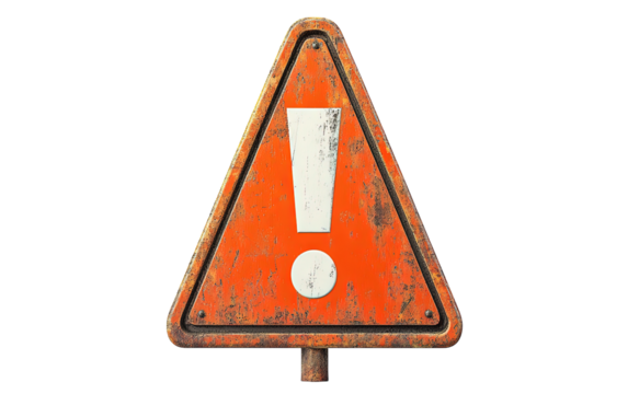 Warning sign isolated on white or transparent background