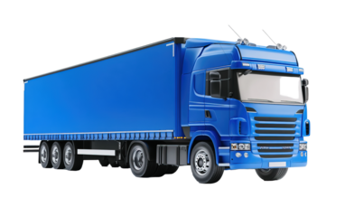 Render of blue euro truck isolated on white or transparent background