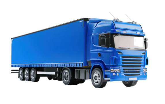 Render of blue euro truck isolated on white or transparent background