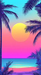 Obraz premium Colorful abstract summer background, beach sunset poster template