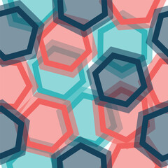 Colorful seamless wooden wall with hexagonal pattern made of barn boards. Cute geometric seamless pattern.