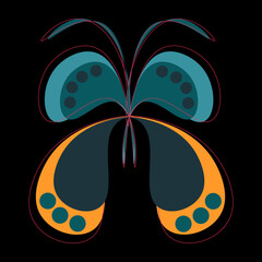 Abstraction multicolored butterflies. Multi-colored blots.  Mixed media. Vector illustration