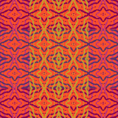 Obraz premium Seamless pattern with halved oranges in outline. Sketch style. Old wallpaper on the wall. 