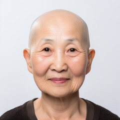 Beautiful Elderly Woman Portrait on White Background for Face Mapping