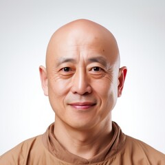 Handsome Elderly Man Portrait on White Background for Face Mapping