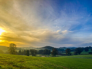 Sunrise Over Misty Rolling Hills at Farnham Estate, County Cavan, Ireland