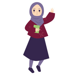 Hijab girl greeting hand 