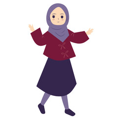 Hijab girl walking around 