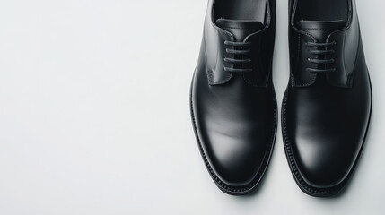 Elegant black leather shoes, perfect for a special occasion,  shown against a clean white backdrop.