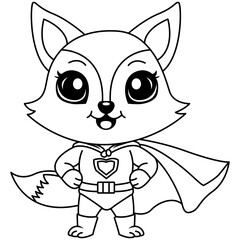 Fox Animal Superhero Outline