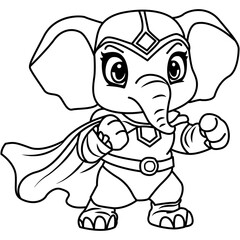 Elephant Animal Superhero Outline