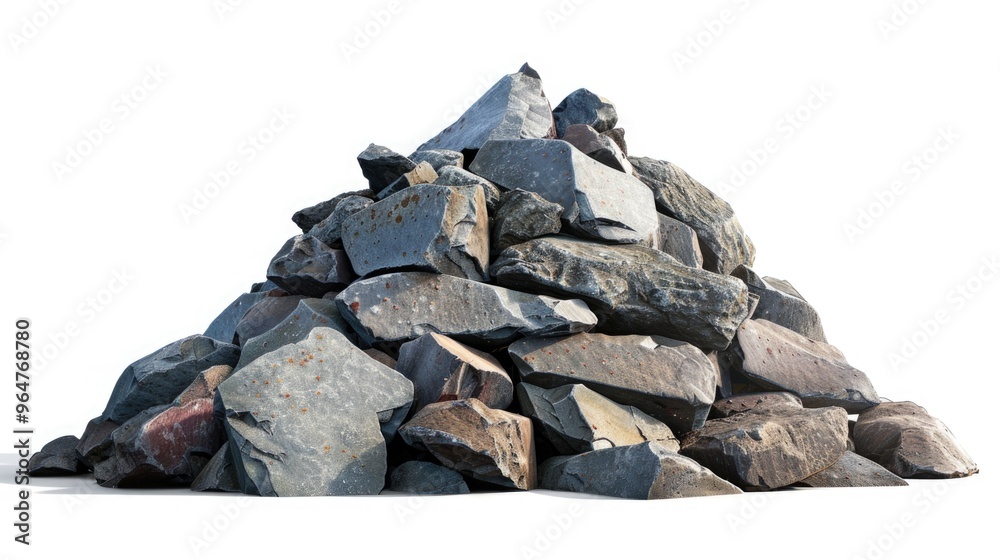Poster A natural rock formation with layers of stones stacked on top of each other, suitable for use in illustrations about geology or nature