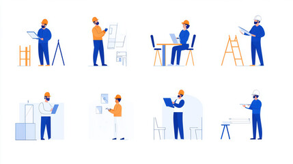  workers discussing project details with clients in various settings