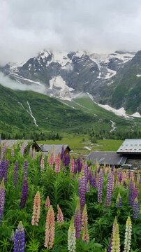 An incredible view of the village of Miage on the Tour du Mont Blanc, France
