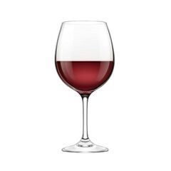 A elegant red wine glass filled with rich, deep red wine, perfect for showcasing gourmet meals or celebrating special occasions. transparent background