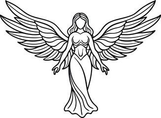 elegant angel line art vector illustration 