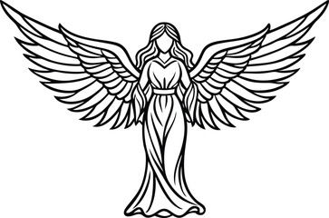 elegant angel line art vector illustration 