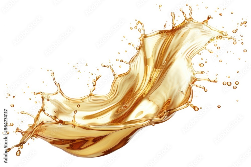 Poster a single splash of liquid on a white background, useful for representing a concept or idea