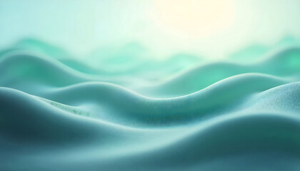 Obraz premium smooth, rolling teal blue waves with a soft, fabric texture, calm and serene sea wave abstract background