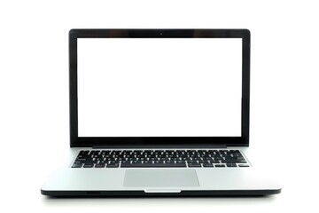 A laptop with a blank white screen, ready for use or as a placeholder image