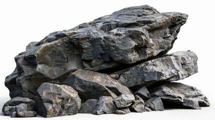 A natural rock formation on a clean white surface