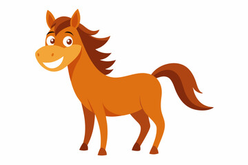  Vector cartoon happy horse on white background vector art illustration