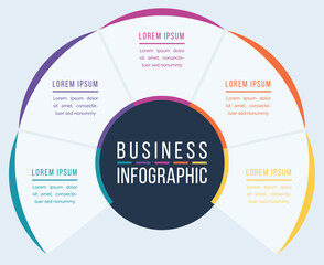 Fototapeta premium 5 Options Infographic circle design 5 Options, objects, elements or steps information business infographic template