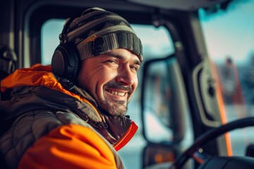 A person enjoying music on the go in a vehicle