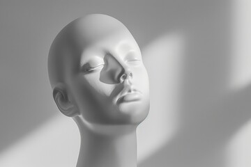 A close-up image of a black and white mannequin head