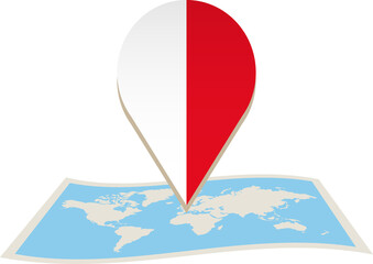 Naklejka premium Indonesia flag on World map