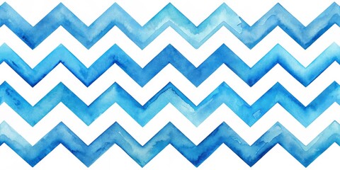 Abstract Watercolor Zigzag Pattern in Blue, Watercolor, Zigzag, Pattern