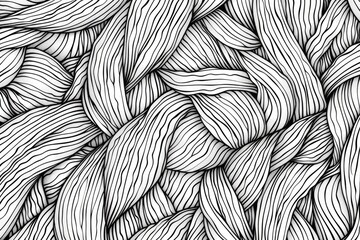 Coloring book illustration of a cozy knitted texture Warm soft fluffy textile design