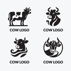 A Cow Silhouette Logo Vector Art Illustration Design