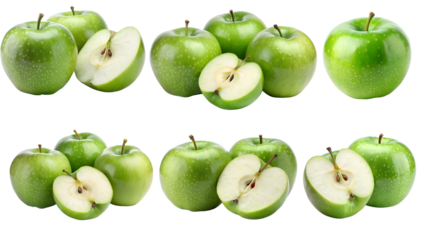 A bunch of green apples  isolated on transparent background png