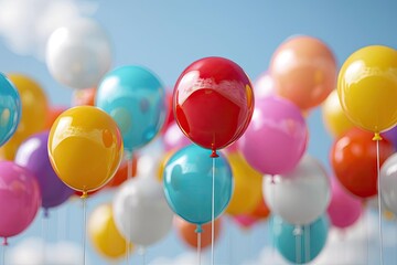 An artists rendering of gas prices as colorful balloons floating in the sky, representing the rise and fall of prices and their unpredictable nature