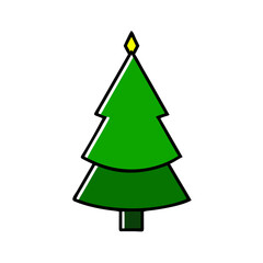 Fototapeta premium Green Christmas Tree Icon in Classic Design, Festive Holiday Symbol