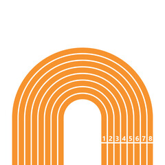 Obraz premium Vector layout template design for run, championship or any sports event. Poster design with abstract running track on stadium with lane.