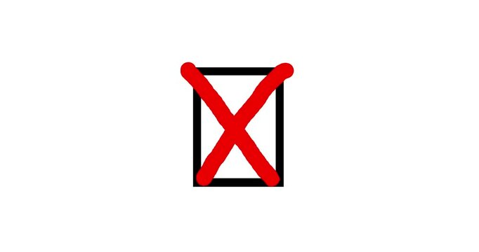 Cartoon magic rectangle with cross draw on white background. Empty white blank paper space around good for any video film. 4K animation. Animated red and black element symbol preset.