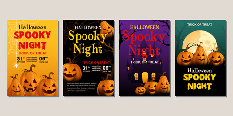 Fototapeta premium set of Halloween vertical banner with gradient design for poster, cover, social media, sale